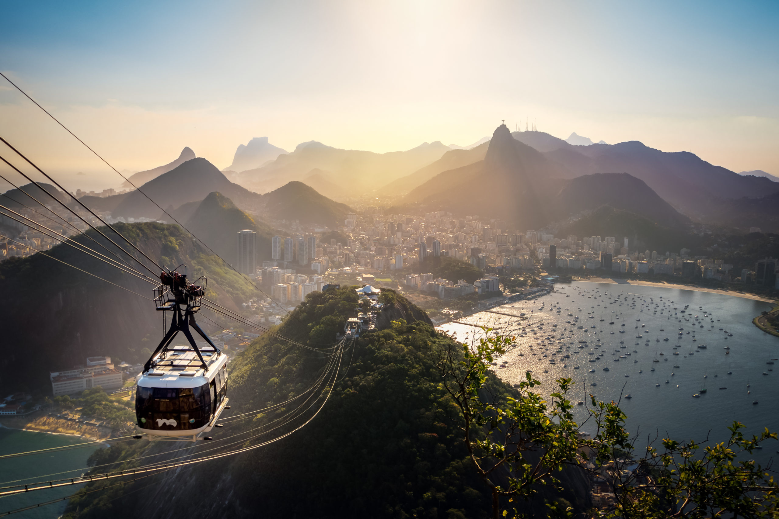 Aerial view of Rio de Janeiro with Urca and Sugar Loaf Cable Car