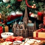 La Cathédrale de Cologne sous un sapin décoré au milieu des cadeaux