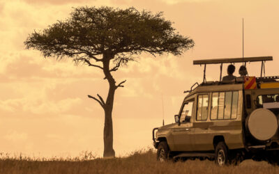 Vue d'un véhicule de safari au Kenya