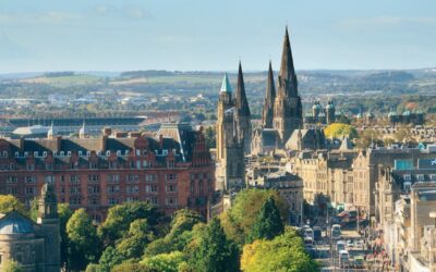 Vue aérienne sur la Ville d'Edimbourg en Ecosse